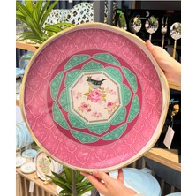 Özbience Şık Akrilik Yuvarlak Tepsi Karnaval Pink 40X5 cm
