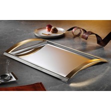 Özbience Gold Renkli Çay Tepsi, 32 cm ve 50 Cm, Şık ve Zarif Tasarım