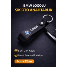 SAVEK Bmw Logo Baskılı Siyah Suni Deri Anahtarlık