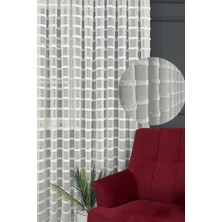 Serin Home Collection Sıralı Püsküllü Tül Perde 1/3 Sık Pileli, Ütü Istemez Kırışma Yapmaz