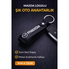 SAVEK Mazda Logo Baskılı Siyah Suni Deri Anahtarlık