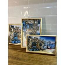 Özbience 3 Boy Ahşap Tepsi, Renkli Çinili Desenli, Zarif ve Kullanışlı Tasarım