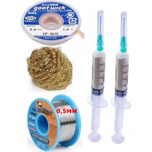 Smnr Havya Ucu Temizleme Teli Flux,lehim Emme Tel 3,0mm ve Lehim Teli Soldering 63SN/37PB Flux %1-3 40GR 0,5mm ST06