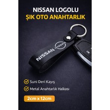 SAVEK Nissan Logo Baskılı Siyah Suni Deri Anahtarlık