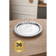 Özbience Paslanmaz Çelik Yuvarlak Çay ve Kahve Servis Tepsisi 36CM