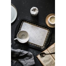 Özbience Mosaic Desenli Metal Tepsi, Çay ve Kahve Sunumu, 21X31 Cm, Şık ve Zarif