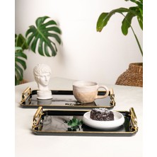 Özbience Iki Parça Siyah Dekoratif Tepsi Seti, Ev ve Mutfak Şıklığına Uygun