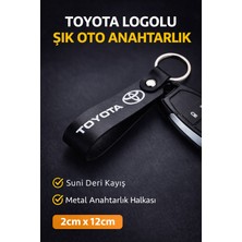 SAVEK Toyota Logo Baskılı Siyah Suni Deri Anahtarlık
