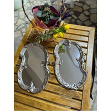 Özbience Işleme Desenli Sunum Tepsisi, Kahve ve Çay Servisi Için 2'li Set