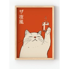 Miovi Works Lucky Cat | Çerçeveli Modern Minimal Kedi & Şans Temalı Duvar Dekorasyonu Poster Tablo