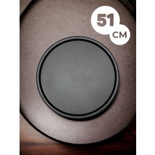 Özbience 51 cm Siyah Metal Yuvarlak Dekoratif Sunum Tepsisi