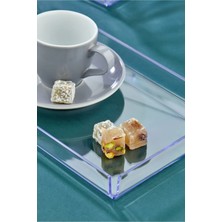Özbience Şeffaf Kristal Sunum Tepsisi, Dekoratif Kahve Tepsisi, Pleksi 1’li Set