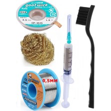 Smnr Havya Ucu Temizleme Teli Flux,lehim Emme Tel 3,5mm ve Lehim Teli Soldering 63SN/37PB Flux %1-3 40GR 0,5mm ST05