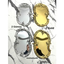 Özbience Gold ve Gümüş Paslanmaz Çelik Işlemeli Sunum Tepsisi, Şık ve Kullanışlı