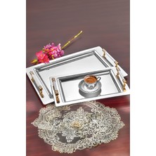 Özbience Paslanmaz Çelik 2'li Yüzük ve Sunumluk Takımı, Gold ve Beyaz Detaylı