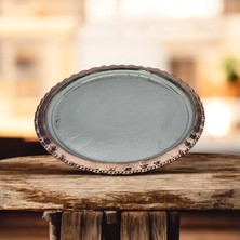 Özbience Bakır Sunum Tepsisi 35 Cm, El Işçiliği, Modern Kenar Detaylı, Şık Servis