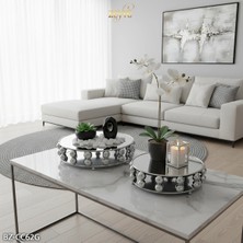 Özbience Metal Yuvarlak Aynalı Jardinyer Tepsi, 28X8CM ve 33X8CM, Şık ve Dayanıklı