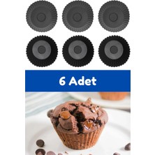 Gri 6'lı Silikon Mini Browni Kalıbı -  6 Adet Muffin & Cupcake Kek Kalıbı