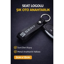 SAVEK Seat Logo Baskılı Siyah Suni Deri Anahtarlık