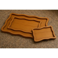 Özbience 3’lü Mdf Ahşap Tepsi Seti, Dekoratif ve Sunum Için Şık Tasarım