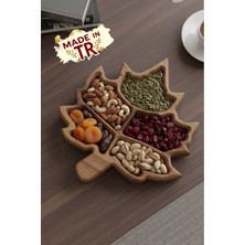 Özbience Ahşap Çınar Yaprağı Şekilli Kuruyemiş Sunumluk