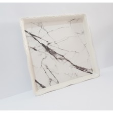 Özbience Kare Desenli Çay Tepsisi 28X28X3 Cm, Şık Sunum Için Mükemmel Seçenek