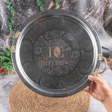 Dmt Copper Home 430 Kalite Krom Çelik Kulplu Tepsi 35 cm – Fırına Uygun, Osmanlı Motifli, Kebap & Restoran Sunum Tepsisi