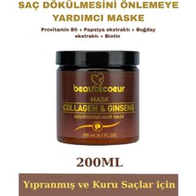 Beautecoeur Nemlendirici Krem Saç Bakım Maskesi Vegan 200 ml Kolajen ve Ginseng İçerikli