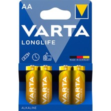 Varta Longlife Aa Kalem Pil 4'lü Paket (Alkalin) 1 Adet