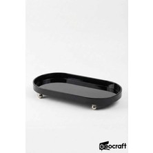 Özbience Lüks Kompozit Granit Yağlık ve Sunumluk, 30X16 Cm, Krom Top Ayaklı