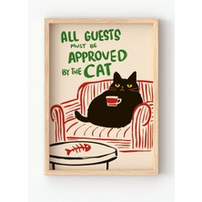 Miovi Works Cat Approved | Çerçeveli Modern Minimal Kedi & Mizahi Duvar Dekorasyonu Poster Tablo