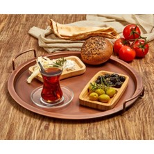 Özbience Vintage Bakır Tepsi 39 Cm, Galvaniz Serisi, Şık ve Zarif Tasarım