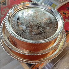 Özbience El Işlemeli Bakır Tepsi, 39 Cm, Şık ve Zarif Tasarım