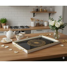Özbience Modern 31X40 cm Geniş Dekoratif Çay Kahve Kahvaltı Tepsisi