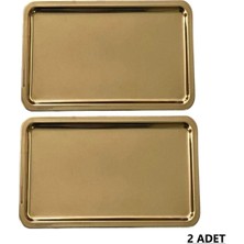 Özbience 2'li Paslanmaz Gold Servis ve Sunum Tepsisi, 33X23CM, Şık ve Kullanışlı