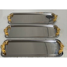 Özbience Paslanmaz Çelik 6'lı Dikdörtgen Servis ve Sunum Tepsisi Seti