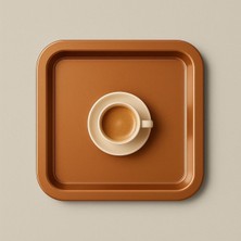 Özbience Renkli Kırılmaz Plastik Kare Sunum Tepsisi, Kahve, Çay ve Tatlılar Için