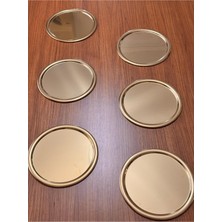 Özbience Lüks 6'lı 22 cm Yuvarlak Kahve, Çay, Pasta Dekoratif Sunum Tepsisi