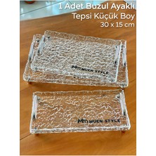 Özbience Kırık Cam Desenli Kristal Şeffaf Ayaklı Akrilik Tepsi 30X15 cm
