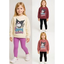 Lumino Kuromi Baskılı 2'li Taytlı Kız Çocuk Takım