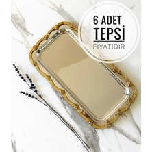 Özbience 6'lı Paslanmaz Çelik Tepsi, Gold ve Gümüş, 33X17 Cm, Servis Için Uygun