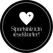 Sticker Siparişiniz Için Teşekkürler Siyah Kalp   100 Adet