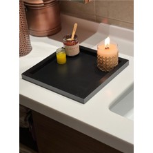 Özbience Şık Siyah Kare Ahşap Tepsi, Dekorasyon ve Düzenleme Için Mükemmel Seçenek