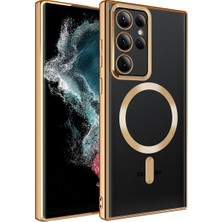 ZM Store Galaxy S23 Ultra Uyumlu Kılıf M-Safe Özellikli Kamera Korumalı Kenarları Parlak Şeffaf Setro Kapak