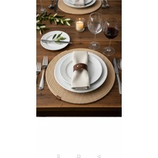 Pazarsen 6'lı Jüt Hasır Supla Takımı-Modern Sofra Sunum Seti