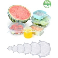 Mucit Home Silikon Kapak 6 Adet Esnek Silikon Kapak 6 Boy Tekrar Kullanılabilir Streç Kapak