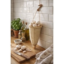 Seymen Bıçakçılık KücükBoy Hasır Sarımsak Sepeti | Duvar Askılı Doğal Mutfak Organizeri