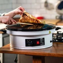 Go İthalat Katmer - Yufka Sacı Termostatlı - Standlı 3000W Emaye Kaplı Geniş Üst Yüzey 53CM Genişlik AT-111B (5473)