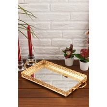 Özbience Aynalı Kulplu Sunum Tepsisi, Çay, Kahve, Çikolata Için 19X31 cm