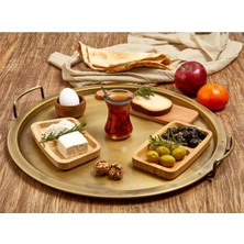 Özbience Vintage Gold 39 cm Tepsi, Galvanizli Özel Seri Kahvaltı Tepsisi
